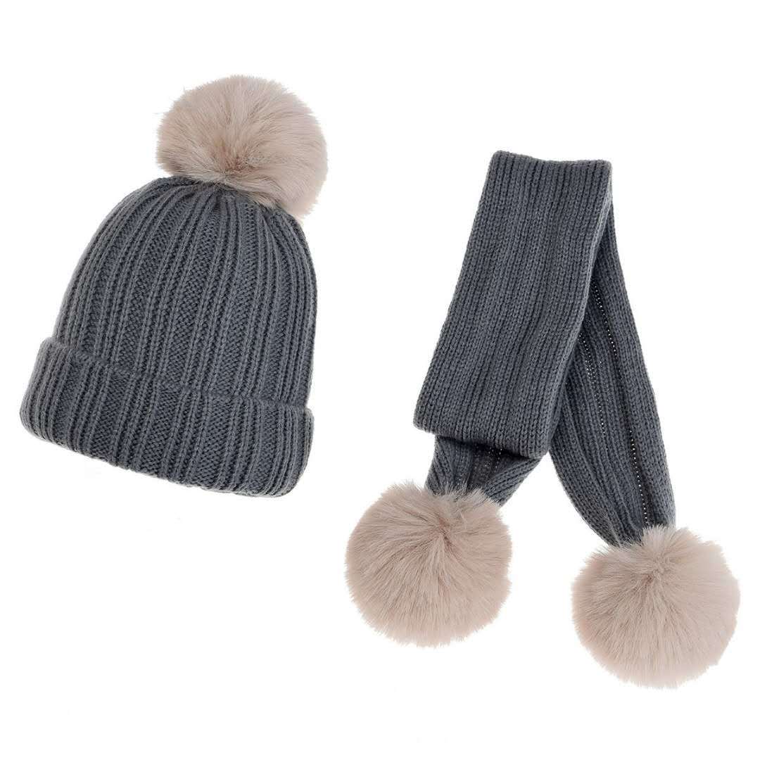 Baby Hat Scarf Set Winter Cute Pompon Thick Warm Knitted Beanie Scarves For Boy Girl Children Hats Solid Color Boys Girls Bonnet