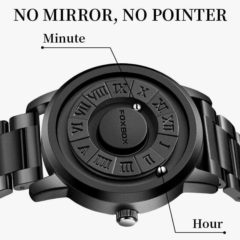 Lige Cool men's magnetic suspension watch black technology creative personality