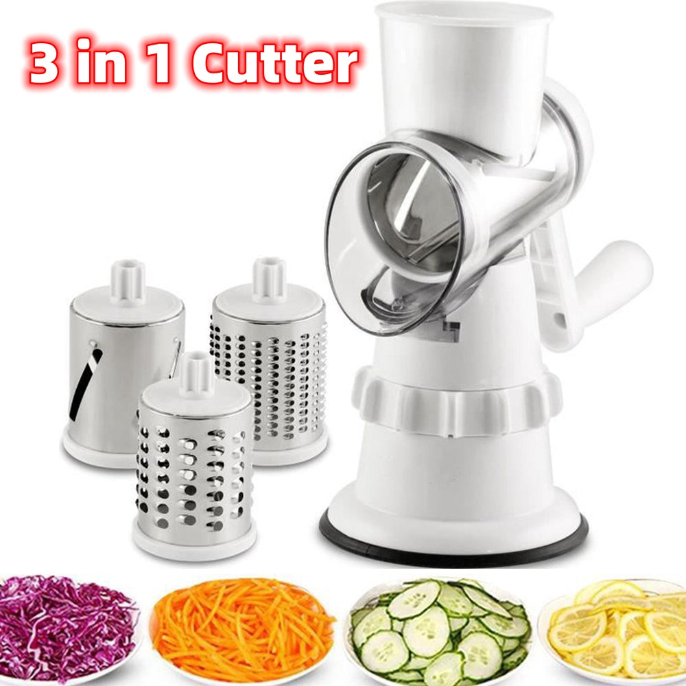 3 in 1 Vegetable Cutter Manual Kitchen Accessories Grater for Vegetable Slicer Round Chopper Mandoline Shredder Potato Home Kitchen Supplies Kitchen Gadgets