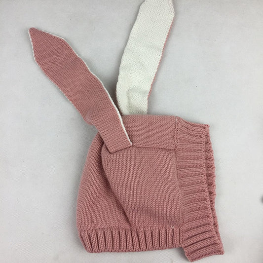 Knitted baby hat for toddlers adorable rabbit long ear hat