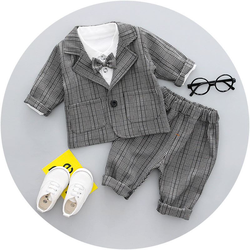Herbst Kinderanzug dreiteiliger Kinderanzug Anzug koreanische Version des kleinen Anzugs Fabrik Großhandel Jungenanzug