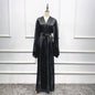 Eid Muslim Abaya Dress Kimono For Women Fashion Shiny Silklike Summer Abayas Cardigan Puff Sleeve Dubai Türkiye Clothing