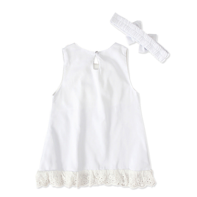 Sleeveless baby skirt with bow for girls