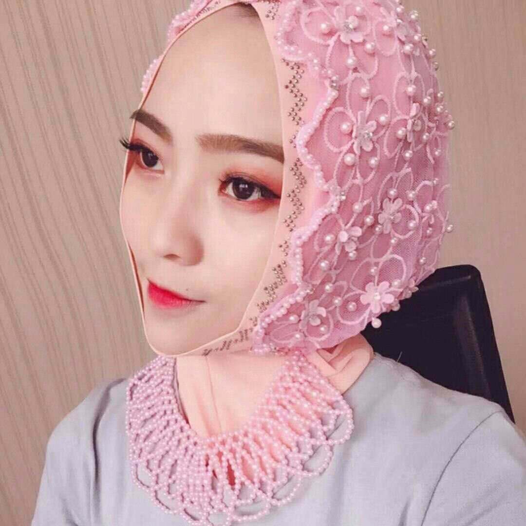 new Muslim hijab chiffon pearls scarf