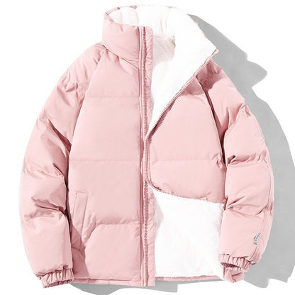 Paare Stehkragen Mantel Mit Taschen Mode Winter Warme Plüsch Verdickte Jacke Für Frauen Männer Lose Outwear Top Kleidung