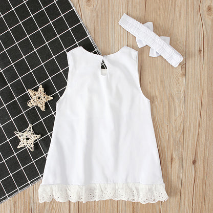 Sleeveless baby skirt with bow for girls