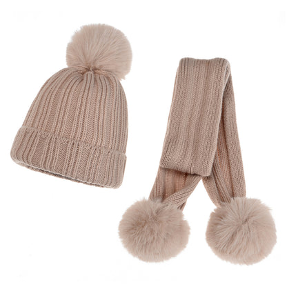 Baby Hut Schal Set Winter Nette Pompon Dicke Warme Gestrickte Beanie Schals Für Junge Mädchen Kinder Hüte Einfarbig Jungen mädchen Motorhaube