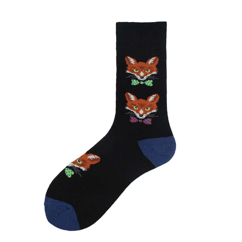 Jacquard-Röhrensocken Cartoon-Fuchs-Pinguin