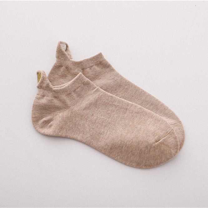 Women's boat socks with heel ear love embroidery
