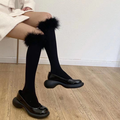 Cotton calf socks with feather tip Girls calf socks