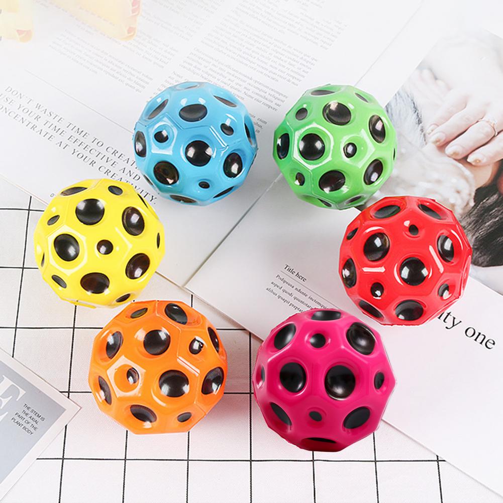 Hole ball soft bouncy ball anti-fall moon shape porous bouncy ball children's toy for indoor and outdoor ergonomic design