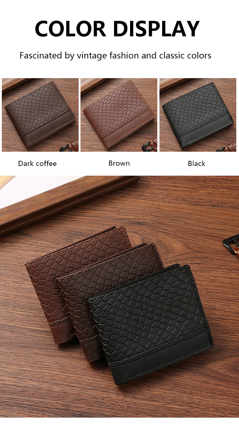 Short men's wallet with snakeskin pattern