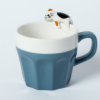 Minimalistische Keramik-Kaffee Cartoon Milch Schlaf Wasser Löffellöffel Liebhaberbecher