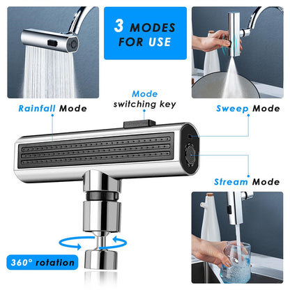 Kitchen Faucet Waterfall Outlet Splashproof Universal Rotating Bubbler Multifunctional Water Nozzle Extension Kitchen Helper