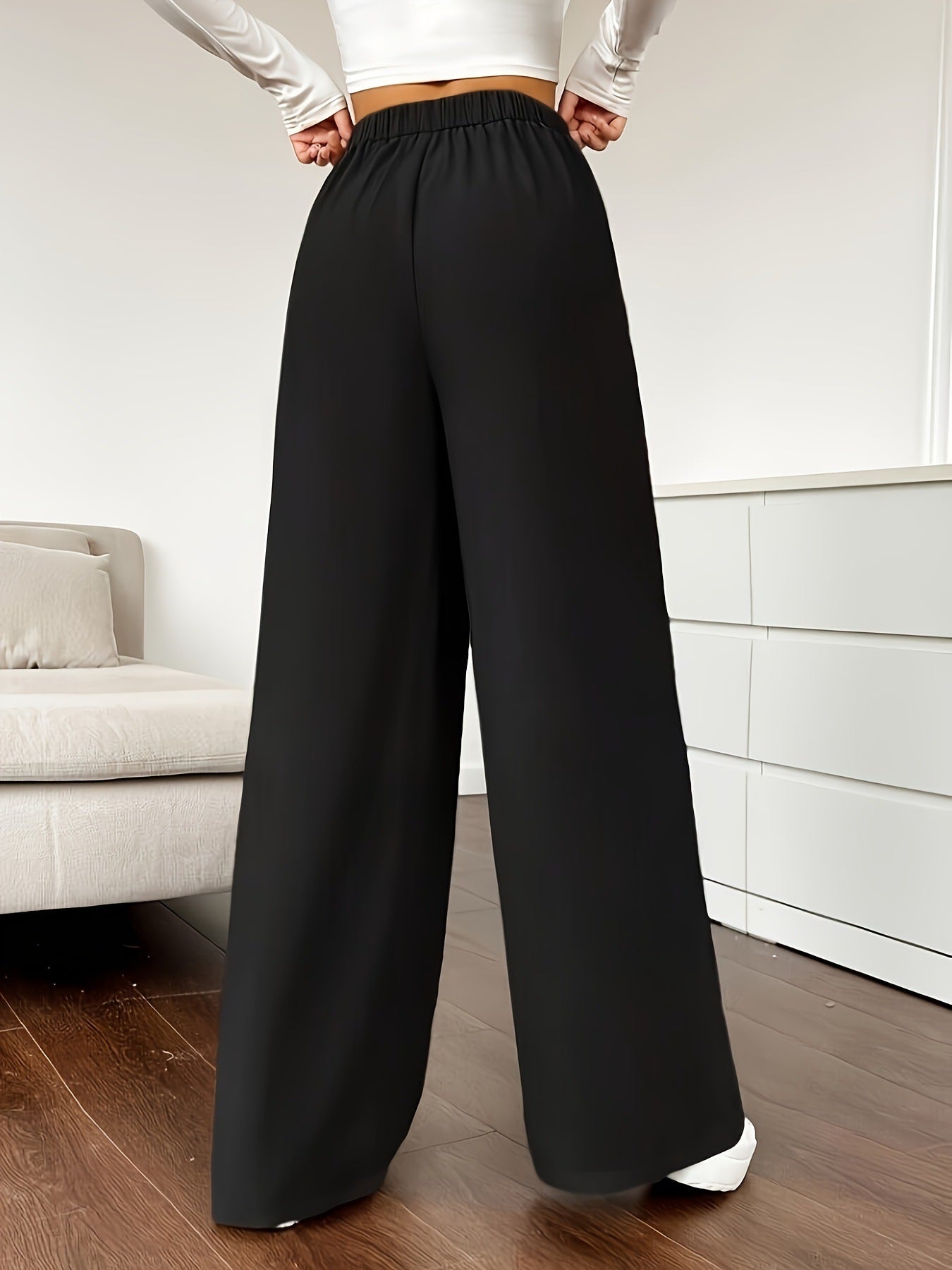 Elegante, gerade lässige Hose mit hoher Taille