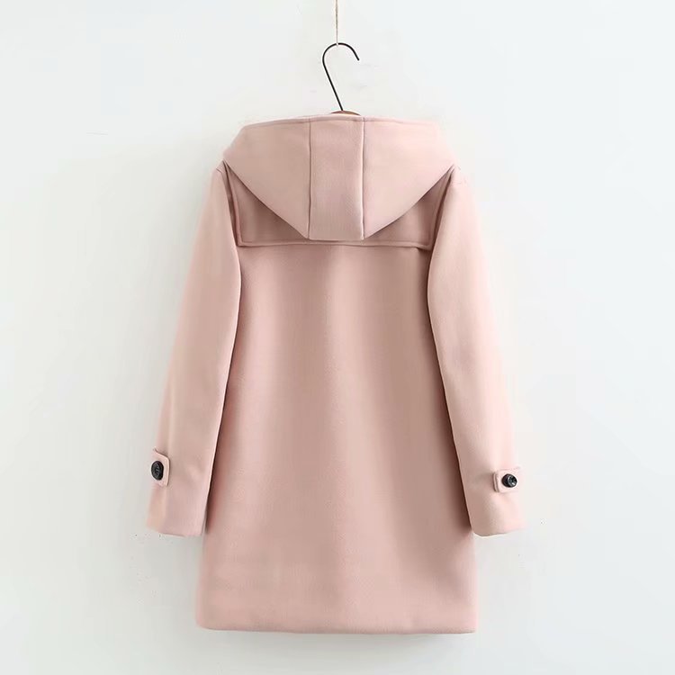 New minimalist solid color double breasted insulated hooded coat for women