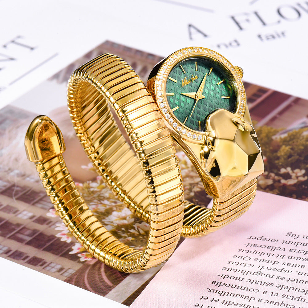 Diamond-studded snake watch in fashion trend for women