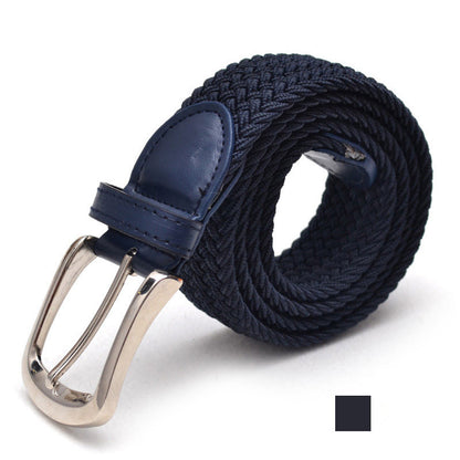 Unisex braided elastic belt stretch belt canvas belt student belt