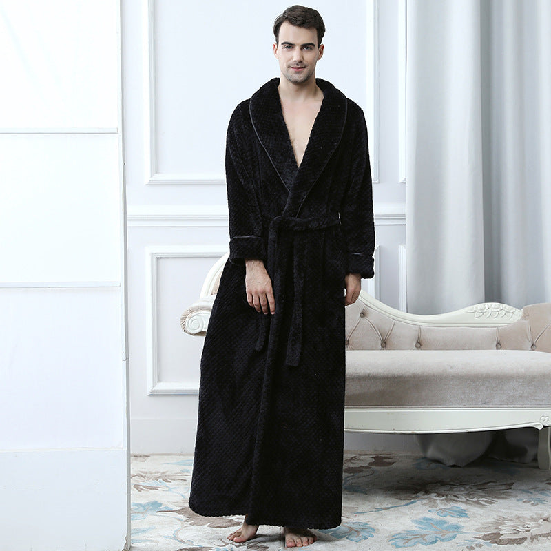 Velvet bathrobe with thick waist