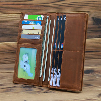 Retro wallet made of pure first layer cowhide leather