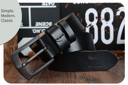 Leather belt with dynamic buckle