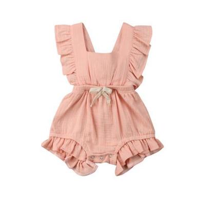 Baby dress with lotus leaf lace sleeves and bow