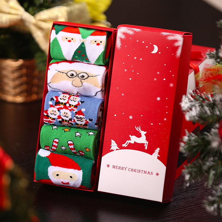 Weihnachtssocken aus reiner Baumwolle in mittlerer Größe in Geschenkbox