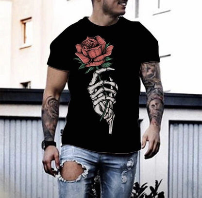 Men's 3D digital print casual round neck short sleeve T-shirt