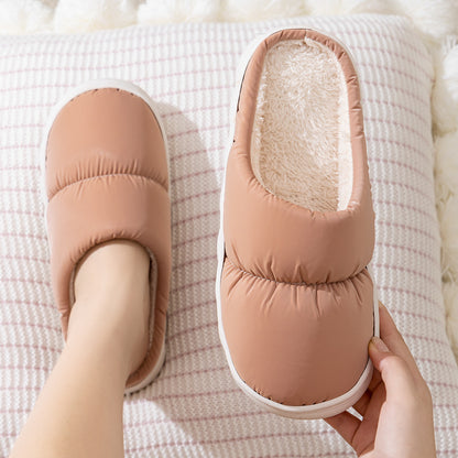 New Down Cotton Slippers Women Couple Winter Fashion Indoor Thick-soled Non-slip House Shoes Warm Floor Plush Slippers For Men