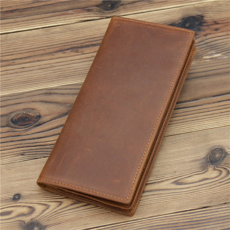 Retro wallet made of pure first layer cowhide leather
