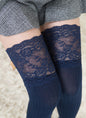 Japanese style wide lace over the knee socks for women