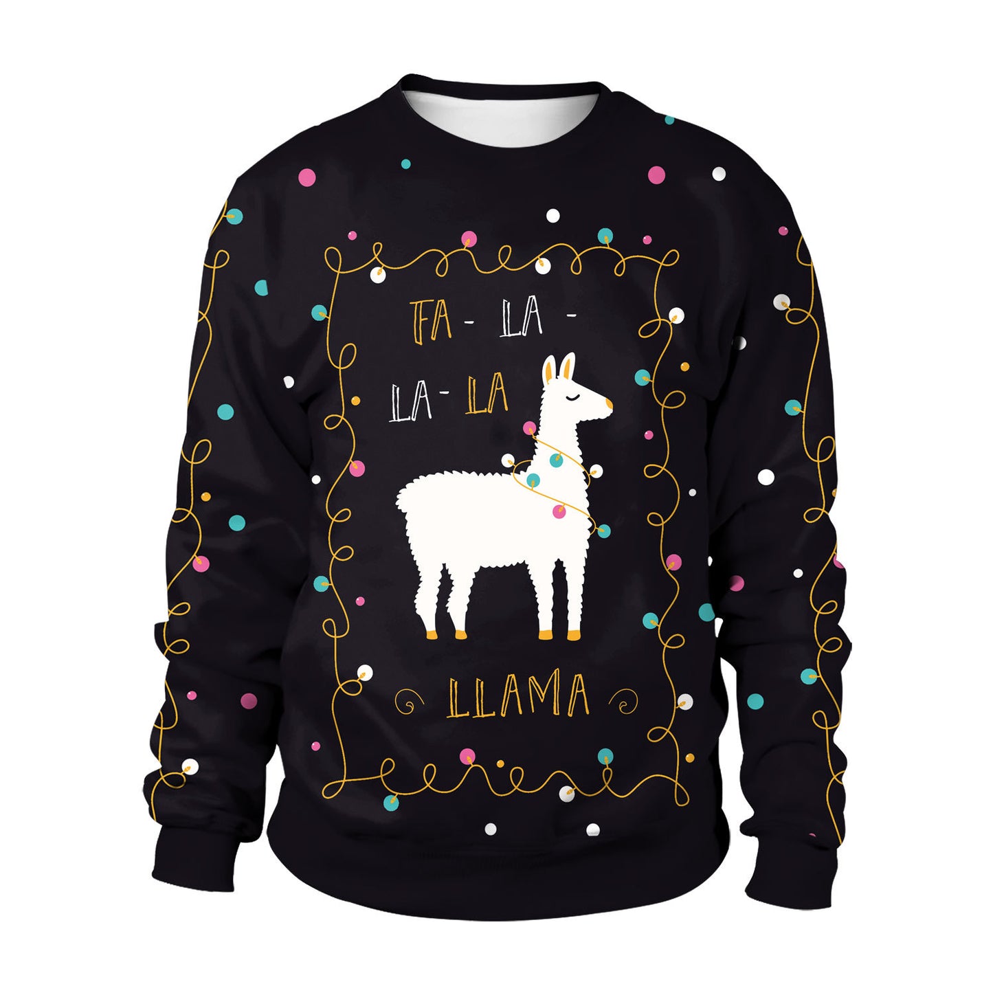 Women's sweatshirt with Christmas cute alpaca print and round neck