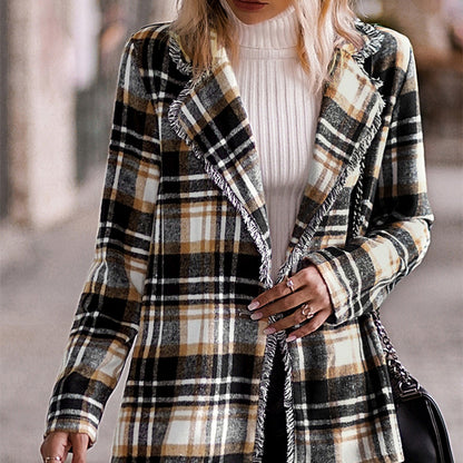 Fashionable casual check jacket for women