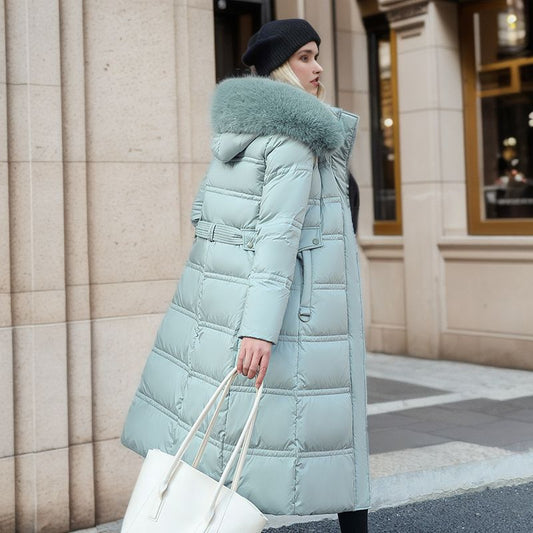 Schlank-Fit Schlankheits-Jacke mit großem Pelz kragen, verlängerte Baumwoll-gepolsterte Jacke