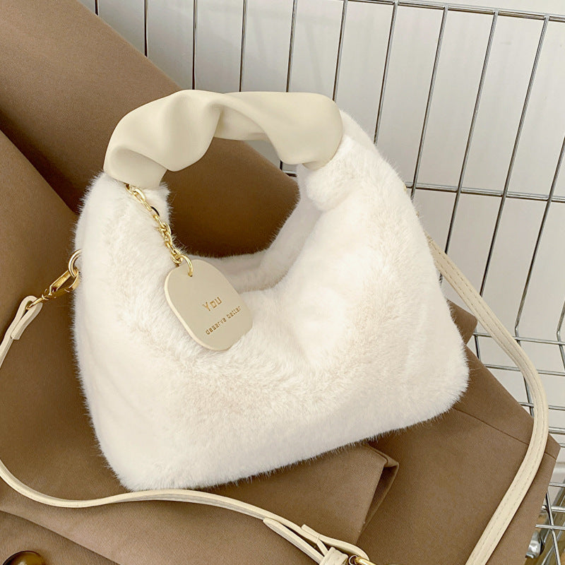 Winter tote bag cute plush ladies