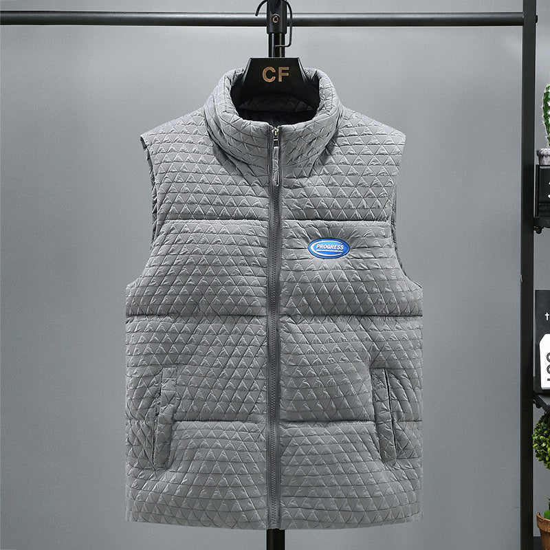 Embroidered Cotton Vest Men Winter Men New Stand Collar Cotton Vest Cotton Workwear