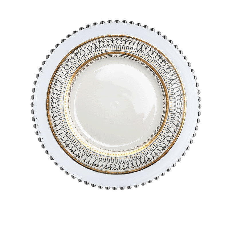 European style plate Wobble plate Plate Gold plated plate Glass beads Dot plate Ceramic plate