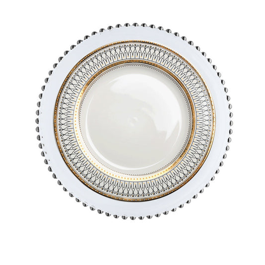 European style plate Wobble plate Plate Gold plated plate Glass beads Dot plate Ceramic plate