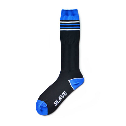 Gestreifte High-Tube-Fußballsocken aus Nylon für sportliche Haltbarkeit