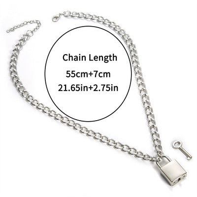 Punk Chain Lock Pendant Necklace for Women Men Hip Hop Jewelry
