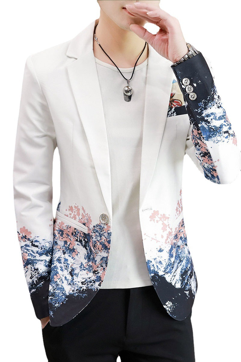 Men's fashion casual slim with floral pattern