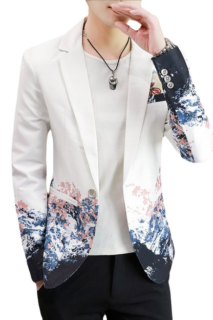 Men's fashion casual slim with floral pattern