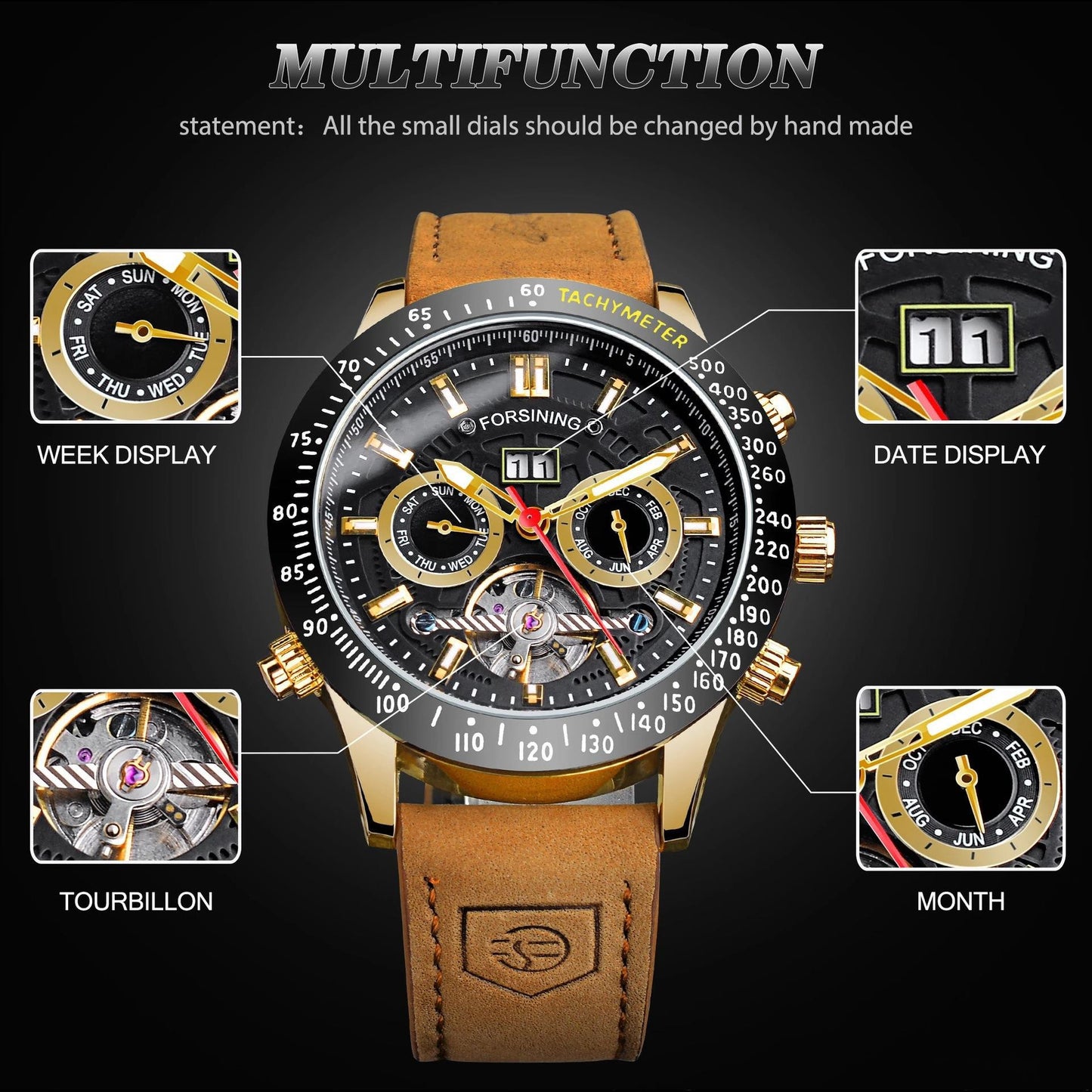 Stylish and versatile automatic mechanical men's watch waterproof