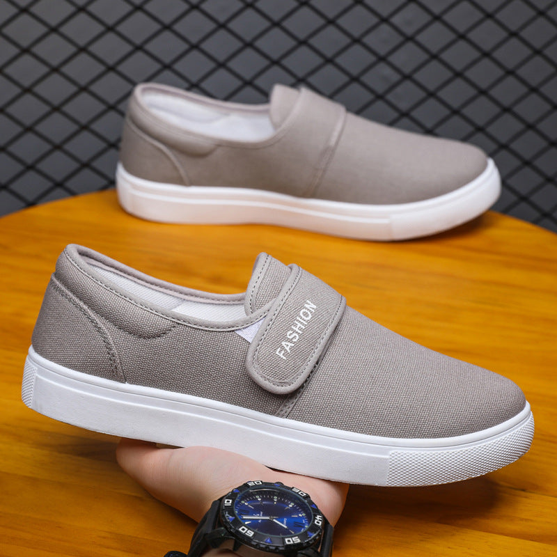 Men's canvas flat shoes casual sneakers with velcro