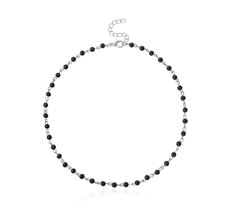Modeschmuck Frau einfache schwarz weiße Perlenkette handgemachte Halsband Halskette