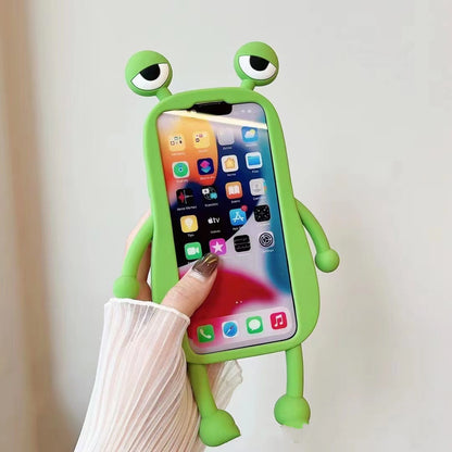 Lustige Silikon 3D Frosch Handyhülle für IPhone 14 13 11 12 Pro Max XS XR X 7 8 Plus SE Cartoon Niedliche stoßfeste Stoß stangen abdeckung