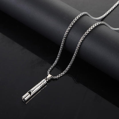 Trendy men's sweater necklace with personalized hip hop whistle pendant