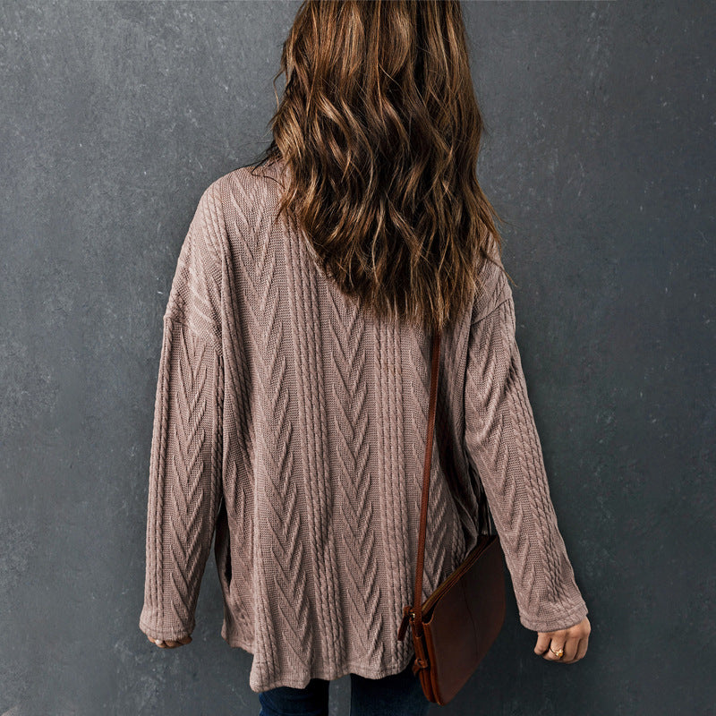 Women's Autumn Winter Shirt Three-dimensional Jacquard Long Sleeve Casual Shirts
