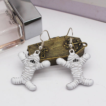 Egyptian Mummy White Drop Earrings