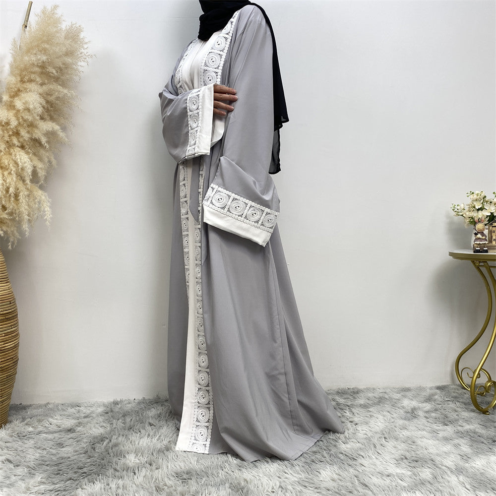 Fashionable patchwork lace Muslim robe for women